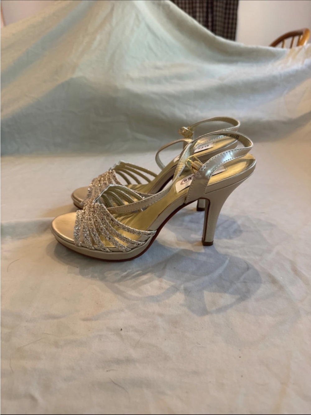 Shimmering Gold Strappy High Heel Sandals by (unbranded)